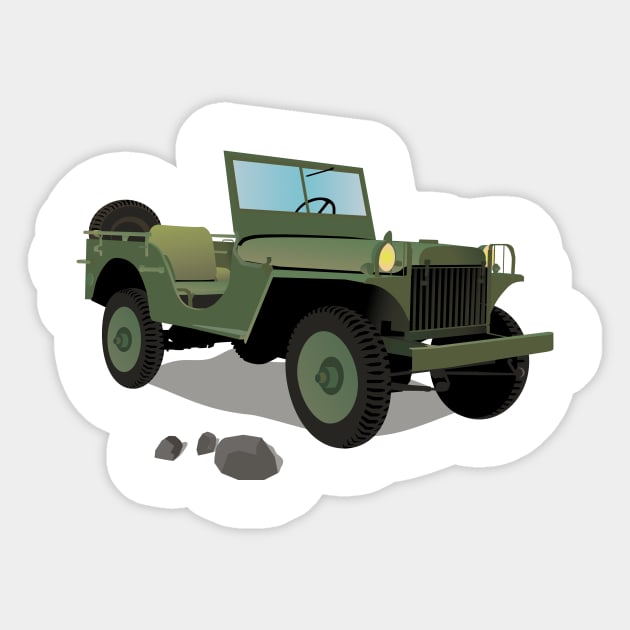 WWII Willys US Army Truck Sticker by NorseTech